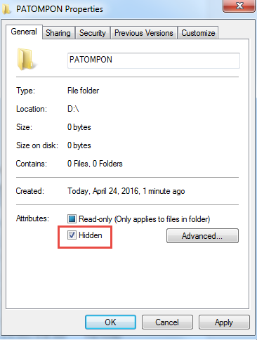 windows 7 hide folders