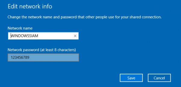 Share internet Windows 10-Password